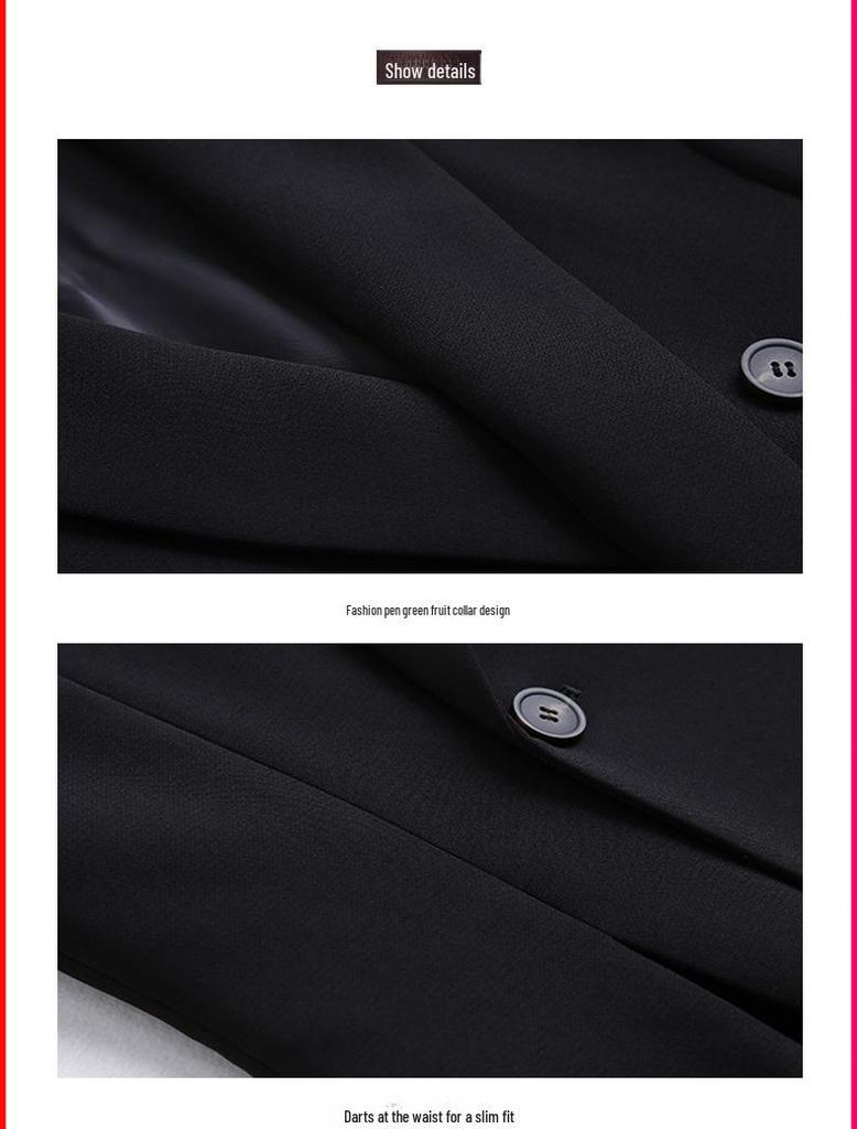 Women's Black Slim Fit Casual Suit Vest - Large Size - Spring/Autumn 2025