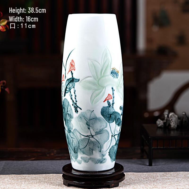 Peach Garden Hand-painted Lotus Ceramic Vase