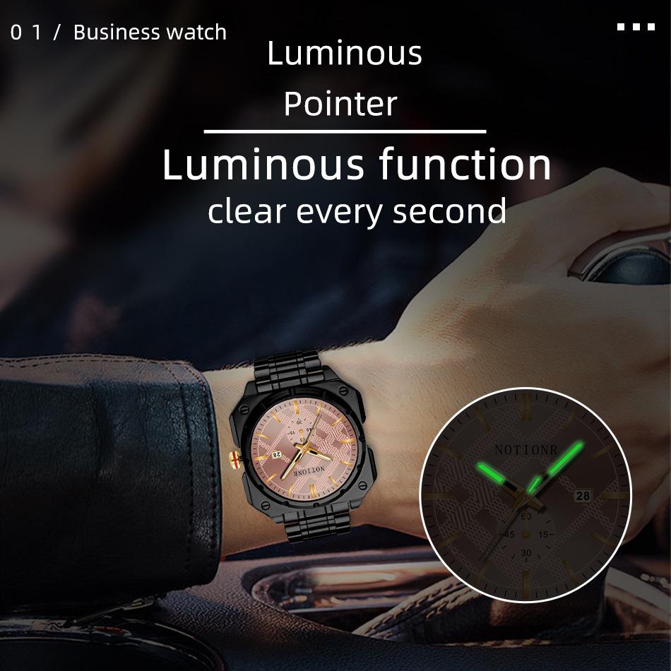 Men's Fashion Watch Square Watch Stainless Steel Quartz Watch Business Watch Simple watch Calendar Watch