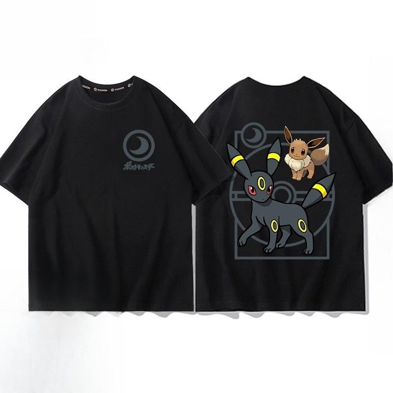 Pokémon Pikachu Gengar Charmander Black T-shirt Men's 2026 Summer Fashion Oversize Street Casual Y2K Tops Streetwear Clothing