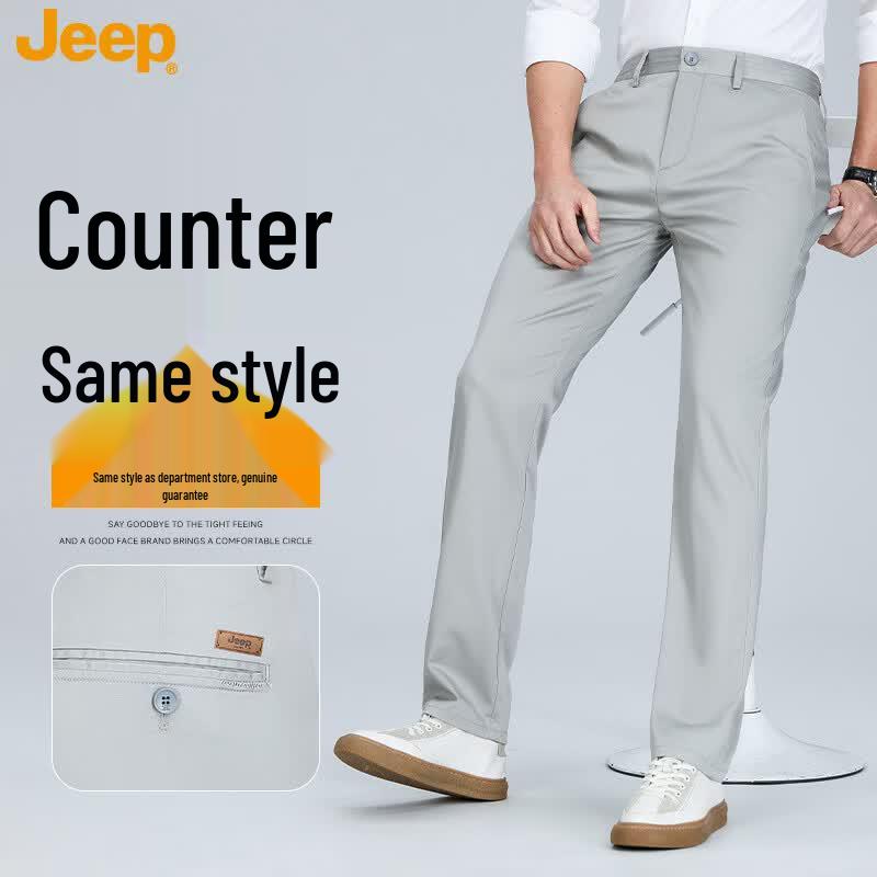 Jeep Men's Lightweight Silk Blend Straight-Leg Casual Pants