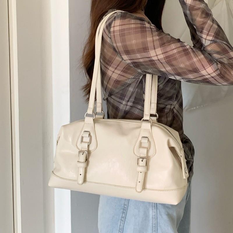 IELGY Korean Version Portable Motorcycle Bag Fashion Retro Underarm Bag Portable Large Capacity Shoulder Bag