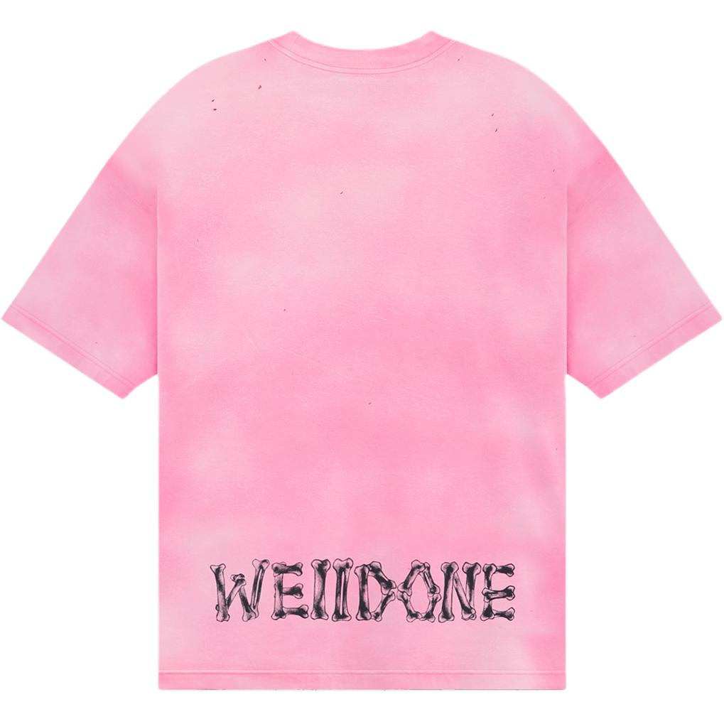 We11done Ss24 Logo Bolt Teddy Bear Print Crew Neck Short Sleeve T-Shirt Unisex Tops Pink WD-TT1-24-862-U-PK