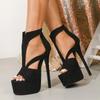 Pesstwei Summer Stiletto High Heels Zipper Women Sandals Fashion Stripper Party Shoes Size:35 42