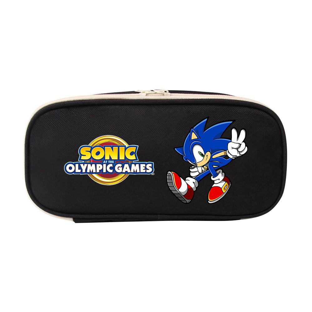 Sonic The Hedgehog Student Pencil Case Canvas Large Capacity Zipper Pen Bag For School Supplies And Teen Gift