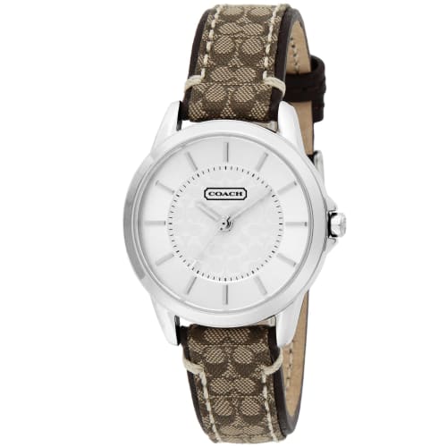 

Coach Classic Signature 31mm Women s Watch, Silver Dial, Stainless Steel, Quartz Movement, Brown, 14501525