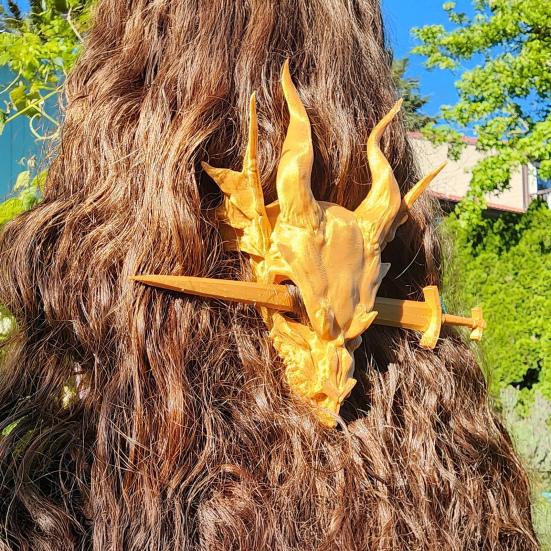 Ručně vyráběná sponka do vlasů s lebkou draka, plastová s hladkým povrchem, retro vlasový doplněk na svatby, narozeniny, večírky, Halloween