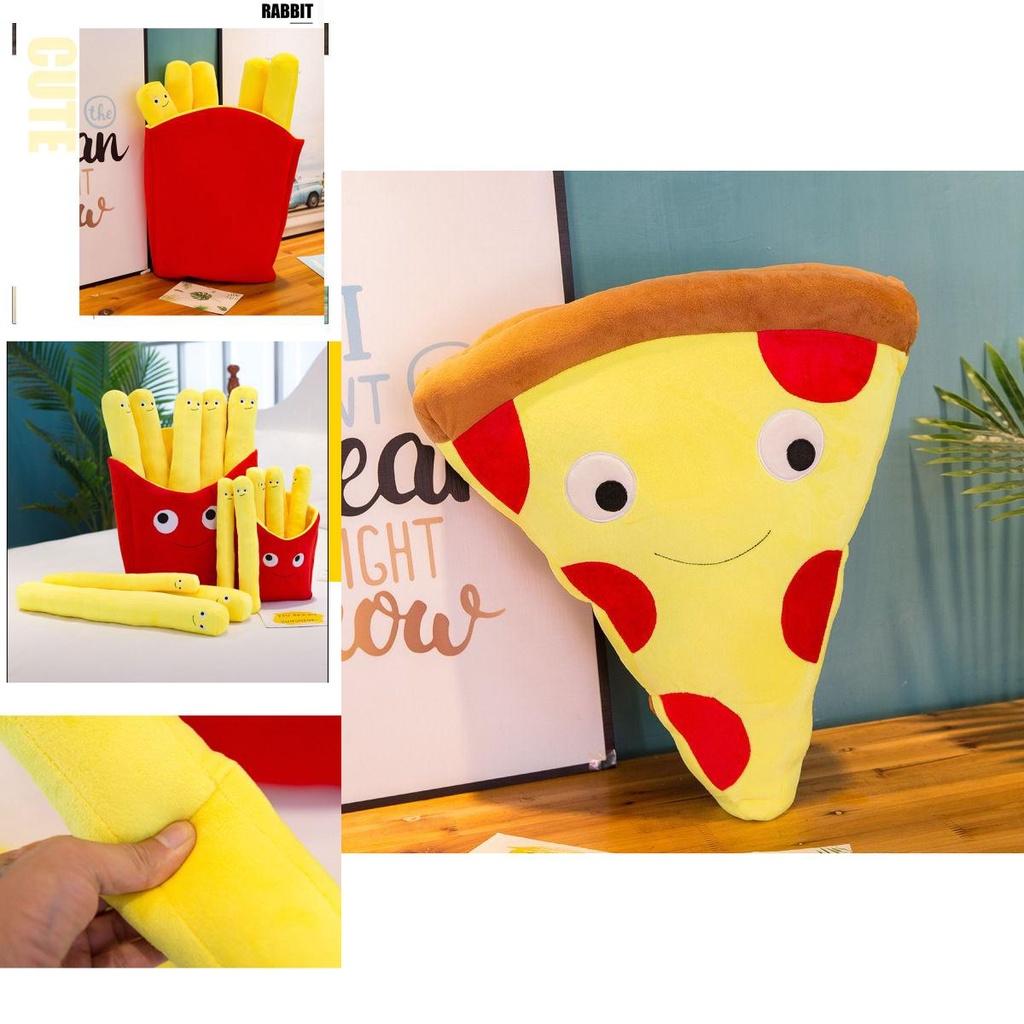Charming Cartoon Plush Cute French Fries And Pizza Pillow For Cozy Snuggles