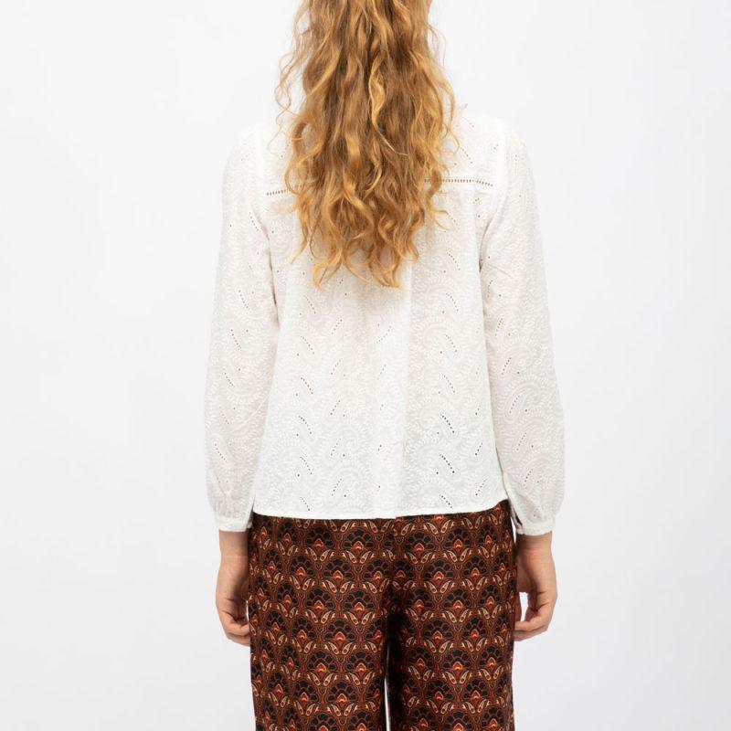 Blouse broderie anglaise blanc blum col à volants Femme LA PETITE ETOILE