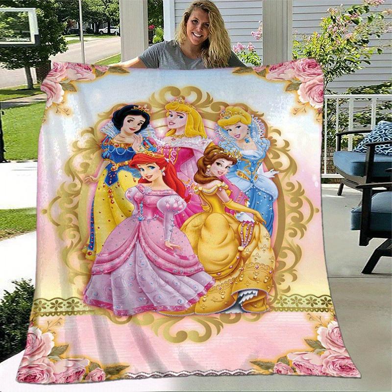 1pc Princess Printing Blanket - Soft, All-Season Throw for Living Room, Bedroom,Personalized Gift with Adorable Cartoon Design