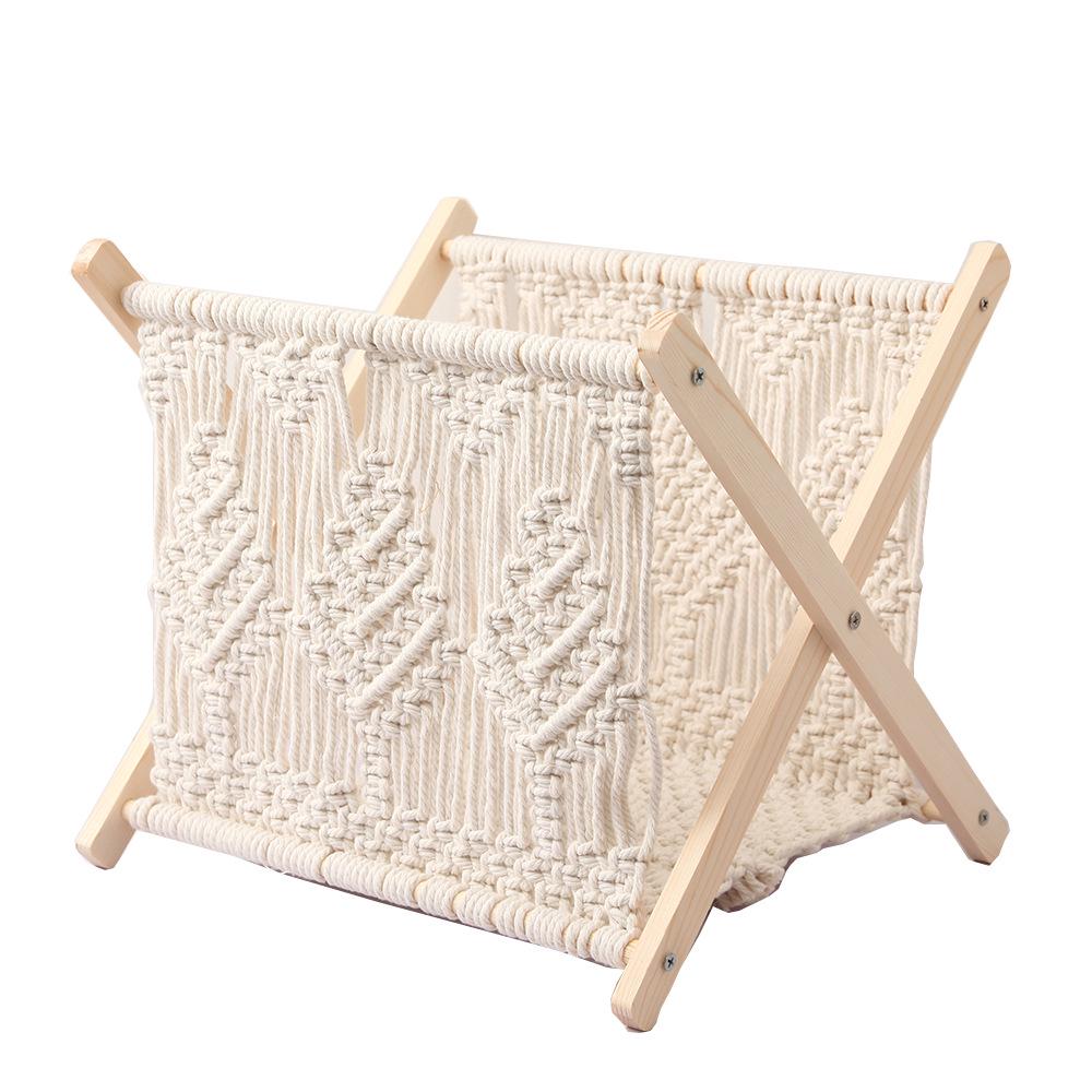 Nordic Cotton Rope Woven Magazine & Book Rack - Creative Floor-Standing Display