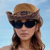 2-Way Adjustable Women's Bohemian Embroidered Sun Hat - Wide Brim Windproof Fisherman Hat with Vibrant Geometric Patterns, All-Season Outdoor Travel
