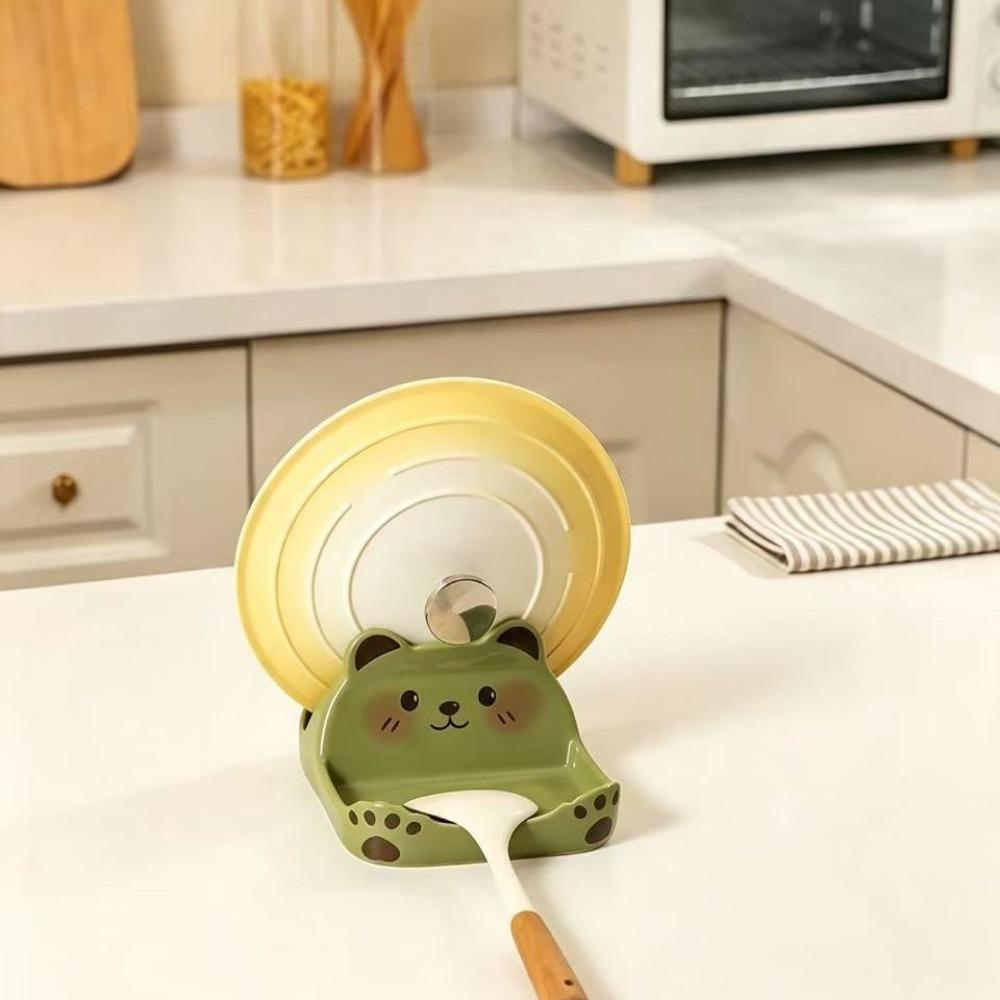 Bear Shape Design Lid Holder Non-Slip Pot Lid Rack Kitchen Counter Organizer  Kitchen Counter