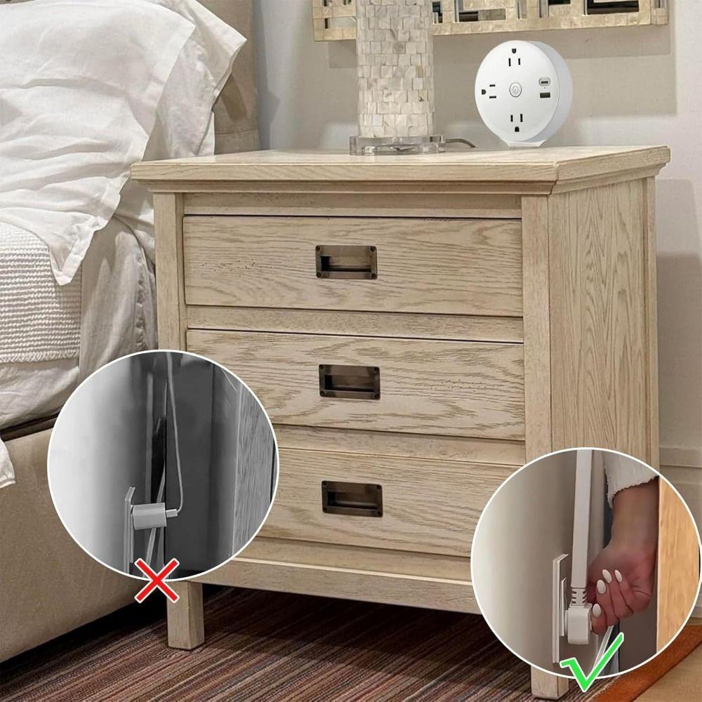 US Electrical Outlet Extender Punch-free Storage Holder For Behind Couches, Nightstands, Desks