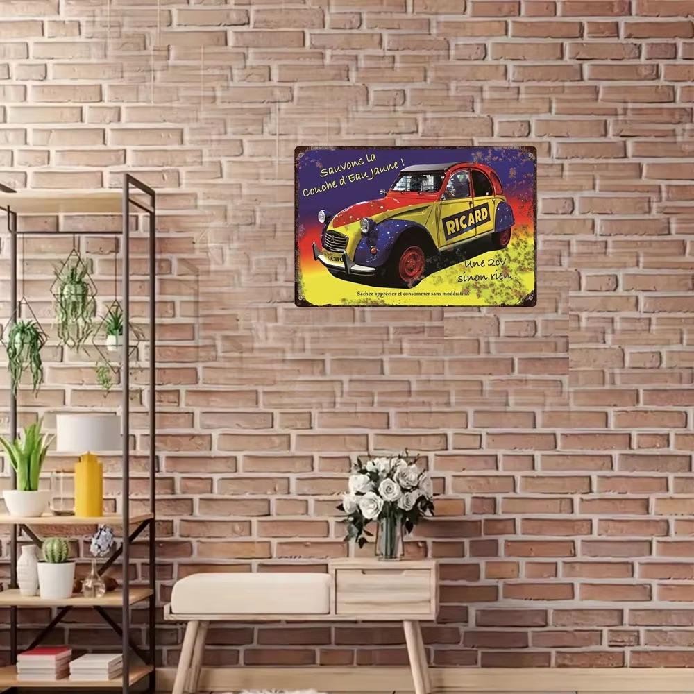 Ricard Car Vintage Garagenschild - Retro Blech Wanddeko für Man Cave, Zuhause & Garage, 8"x12" Mehrzweck, Schilder, 1 Stück