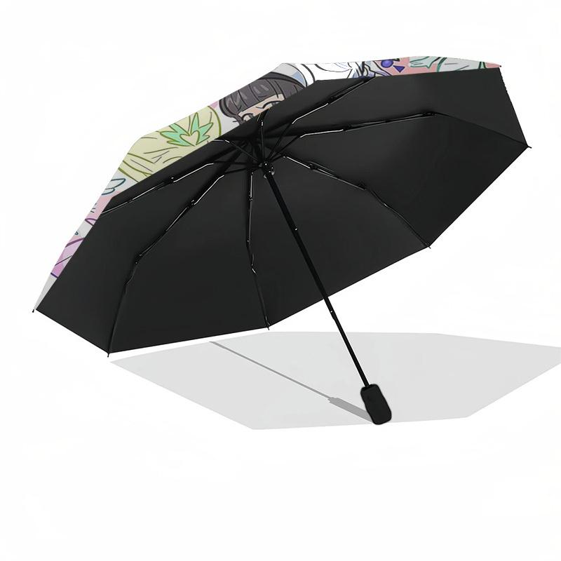 1 Stück Outdoor-Schirm mit Chibi-Charakteren | Automatisches Öffnen & Schließen | Tragbares 3-fach faltbares Design | 8-Speichen-Eisenrahmen | Perfektes Geschenk für Fans, Tra