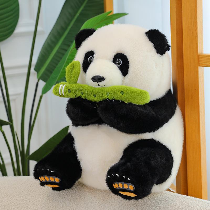 Cartoon Bamboo Flute Panda Plush Toy Zoo Souvenir Event Ornaments National Treasure Panda Gift