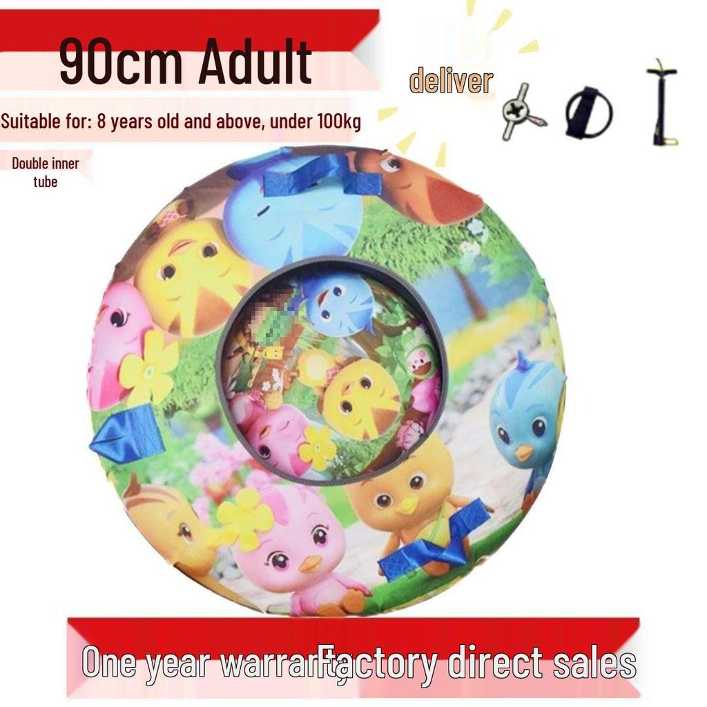 Durable Inflatable Snow Tube with Anti-Collision Features - Seven-Color for Adults and Kids