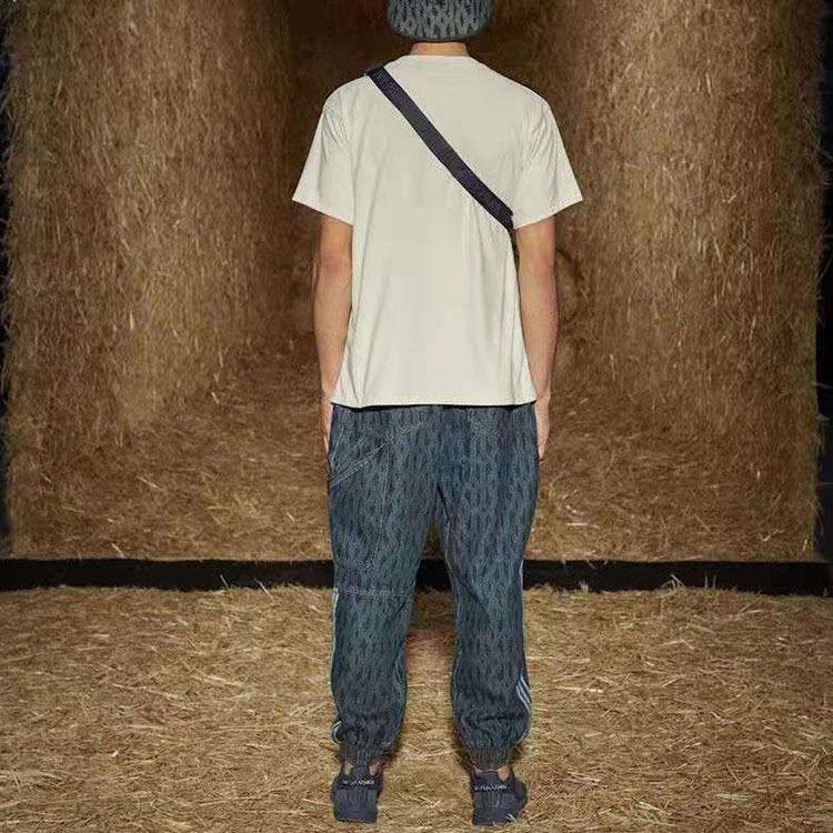 Adidas Originals X Ivy Park All Over Print Casual Loose Fit Denim Pants Men Bottoms Blue H61699