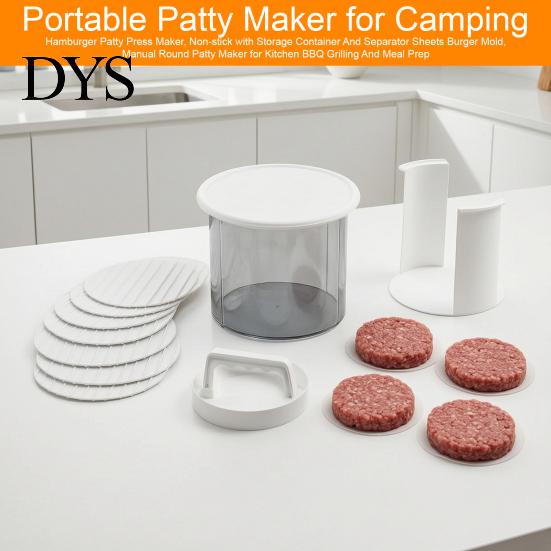 Home Kitchen Burger Press Hamburger Patty Maker, Non-stick with Storage Container And Separator Sheets Easy Clean Dishwasher Safe Mold, Manual