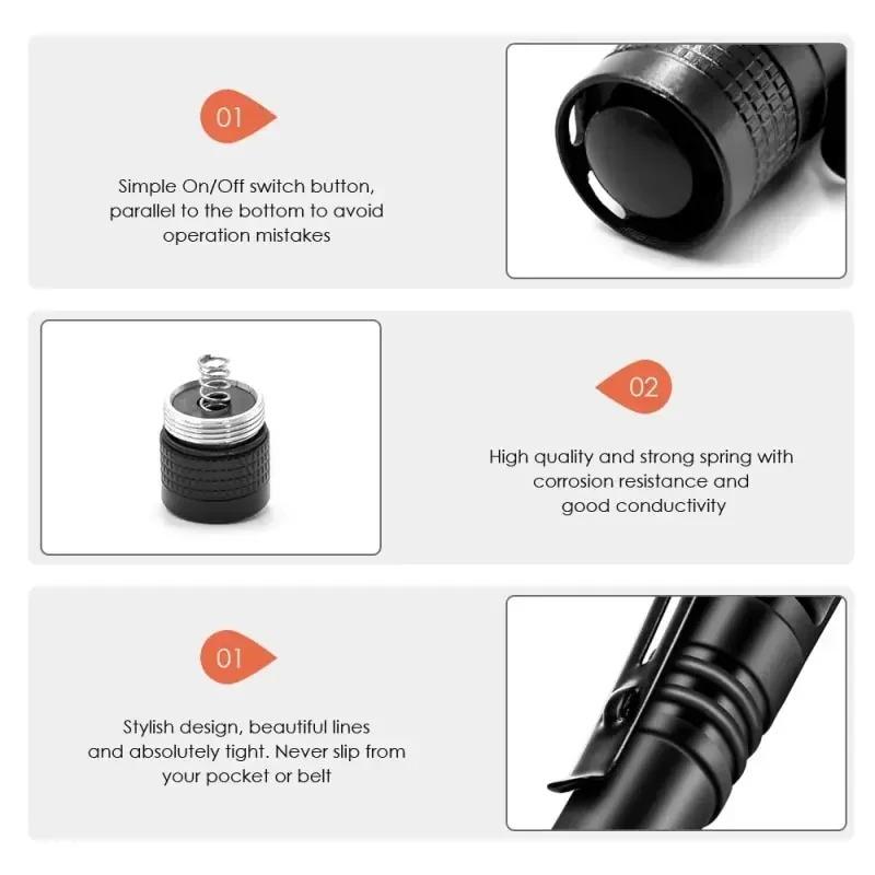 1/5pcs Mini Portable LED Pen Light Pocket Ultra Bright High Lumens Handheld Flashlight Linterna Torch For Camping Outdoor Emergency