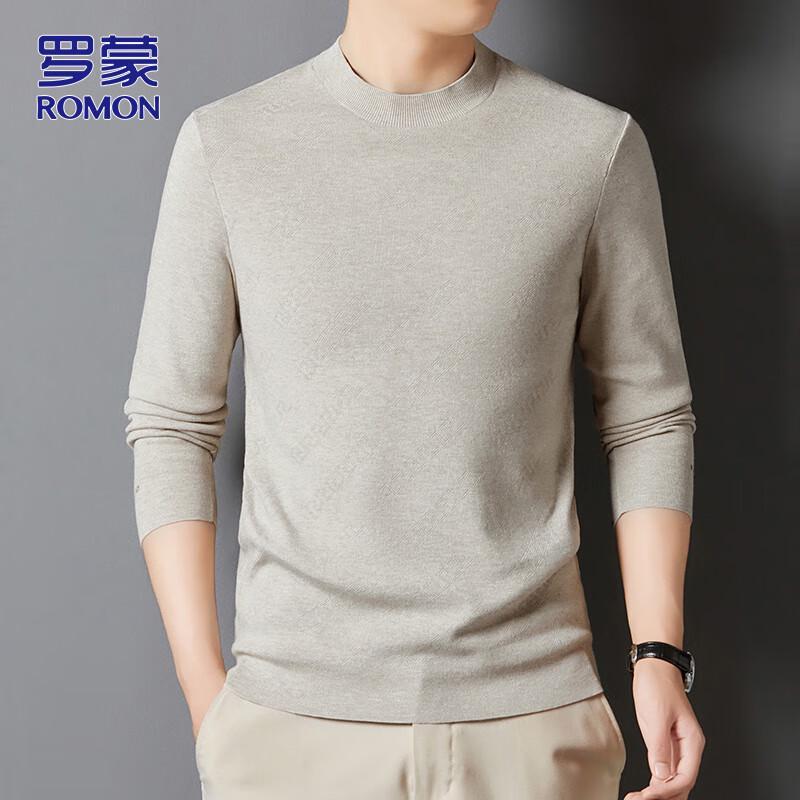 ROMON Men's Solid Crewneck Knit Sweater