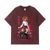 275 GSM Washed T-shirts 100% Cotton Chainsaw Man V23 Denji Makima Print Unisex Heavy Cotton T Shirt