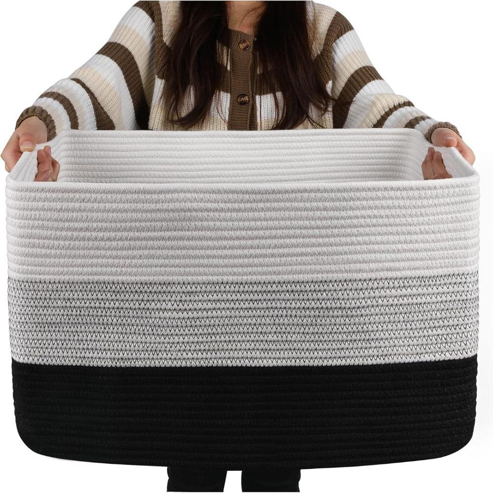 

Woven Blanket Basket Rectangular Toy Basket Durable Laundry Basket