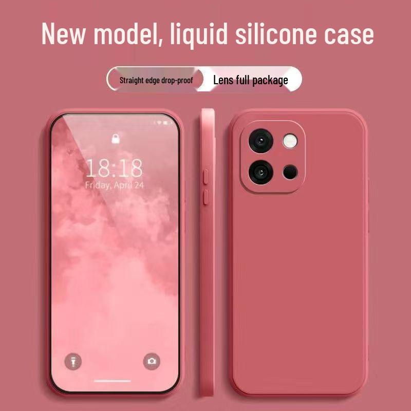 OnePlus 13T Phone Case - Liquid Silicone, Full Coverage, Drop Protection, Solid Color, Skin-Friendly, High-End, Simple Design OnePlus 13T кирпич красный