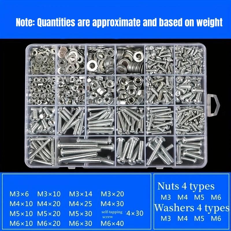 

1 комплект Железный Оцинкованный Материал M3/M4/M5/M6 Болты с Шестигранной Головкой и Гайки Комплект, Болты Гайки Плоские Пружинные Шайбы Ассортиментный Комплект