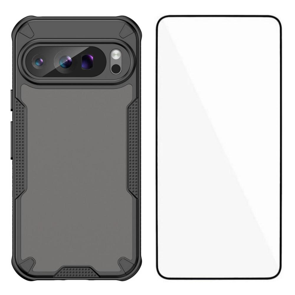 WANLONFENG MFFJ Serie Für Google Pixel 9 Pro Hülle Anti-Sturz TPU+Acryl Handy Rückseite mit Displayschutzfolie