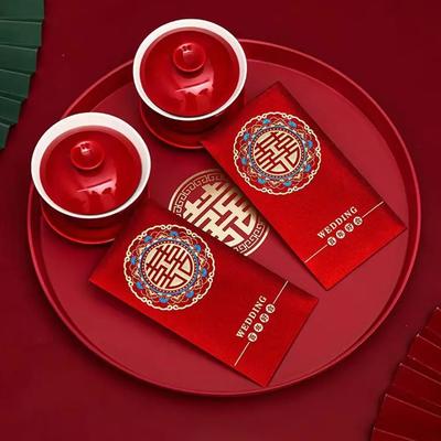 1 Pièce Plateau Rouge Durable pour Snacks Fruits Toast Fournitures Festives Plateau Décoratif Xi Plastique Banquet de Mariage Assiette Traditionnelle Chinoise