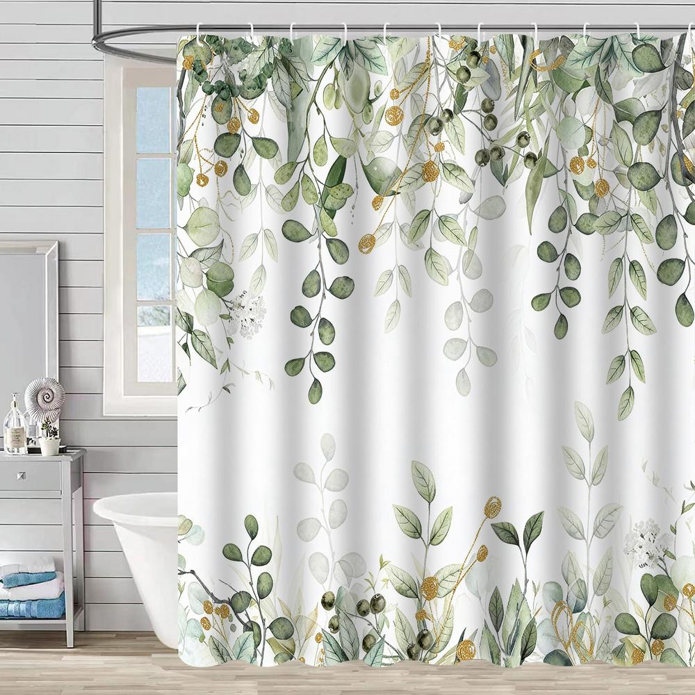 Bathroom Floral Shower Curtain, Retro Flower Farmhouse Flower Plant Butterfly Animal Bohemia, Bathtub Shower Curtain With Hooks