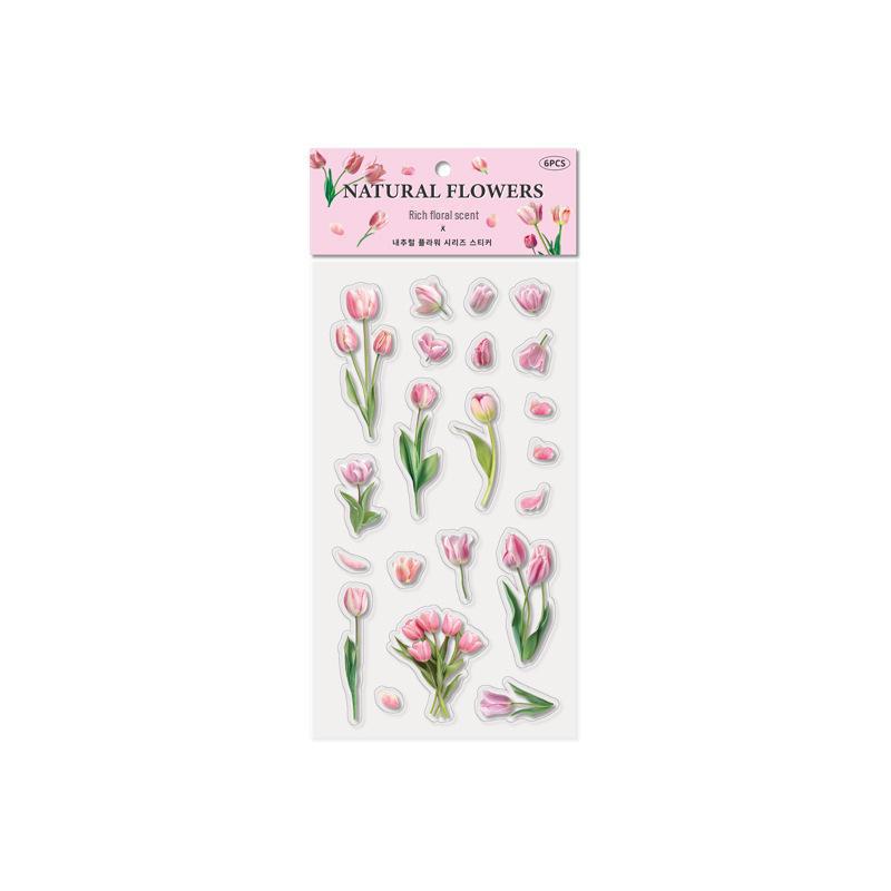 Sada samolepek na poznámkový blok Tulipán - PET Retro Plant Landscaping Decor