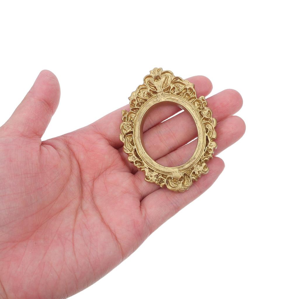 FRCOLOR Mini Photo Frame Set, Resin with Gold Finish, Miniature Dollhouse Accessory, Vintage Wall Hanging and Tabletop Display, Small Picture Frame,