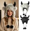 Cappello Invernale Peluche Corna di Toro, Morbido Cappello da Trapper con Copertura per le Orecchie e Laccetti per il Mentone per Uso Esterno, Foto e Viaggi