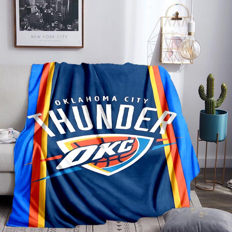 Thunder Basketball Team Blanket Lightweight Flannel Bedding Blanket Perfect for Travel, Camping, Living Rooms, Offices, Sofas, Fan Christmas Gift
