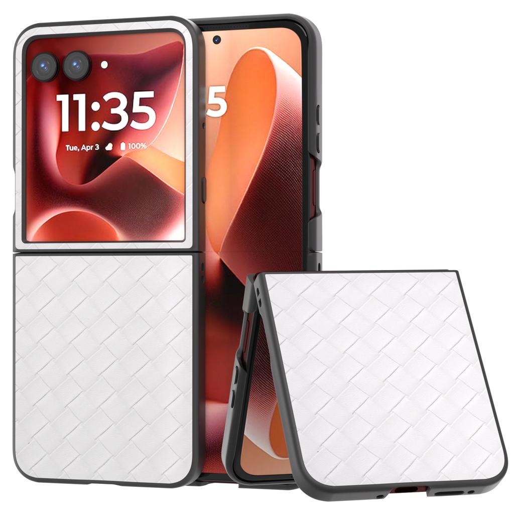 For Motorola Razr 60 Ultra 5G Case Woven Texture PU Leather Coated PC Mobile Phone Cover