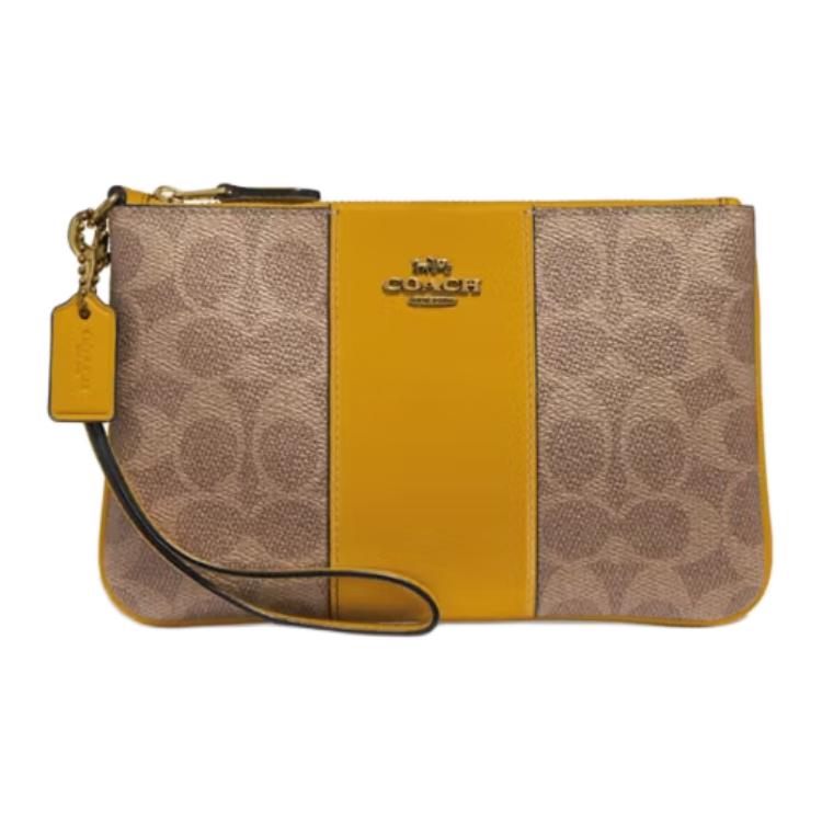 Coach Wristlet 19 Classic Monogram PVC Leather Clutch Mini Women clutch Khaki 32445-B4QTL Basic Set BagDust Bag 15790₽