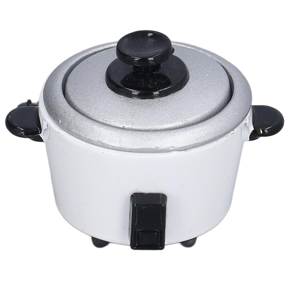 1:12 Dollhouse Rice Cooker Alloy Cute Lifelike Miniature Cookware Dollhouse Kitchen Accessories