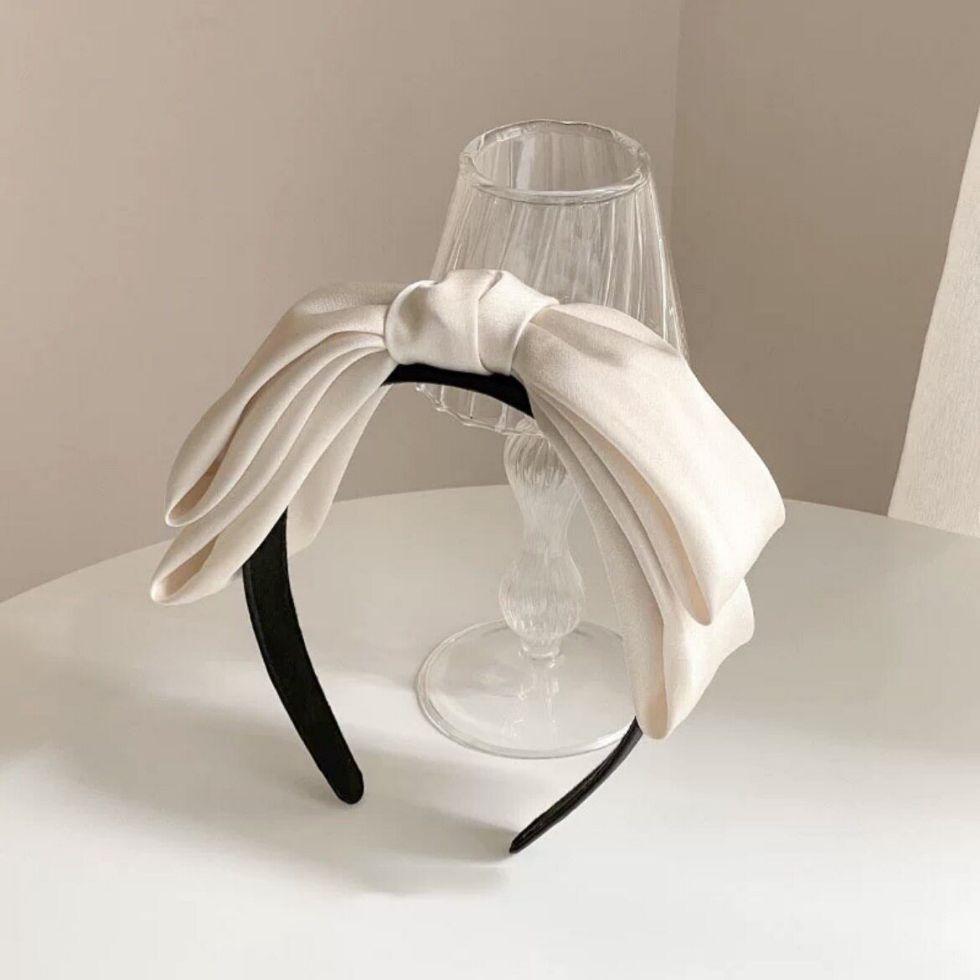 Sweet Satin Double Layer Big Bow Headband Korean Style All-match Women Fashion Hair Hoop