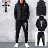 Survêtement Homme Ensemble Automne Hiver Homme Costume Sweat-shirt Pantalon de survêtement Coton Gilet Costume Ensembles 3 Pièces Vêtements de Sport Homme