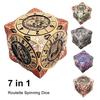 7 In 1 Metal Mechanical Dice Multi-Purpose Roulette Spinning Dice Wear Resist Fingertip Gyro Dice for Dungeons and Dragons RPG