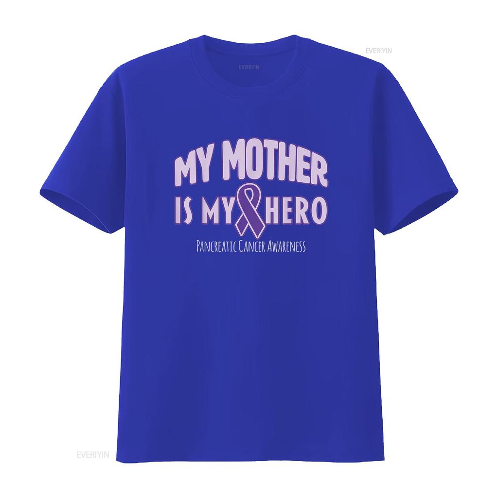 Womens My Mother Is Hero Pancreatic Cancer Awareness T Shirt Black Vintage Washed Slightly Fashion Soft Stylish Homme Graphic