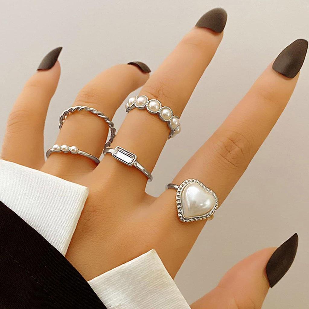 Mushan Women's Multi-Joint 22-Piece Heart & Butterfly Ring Set