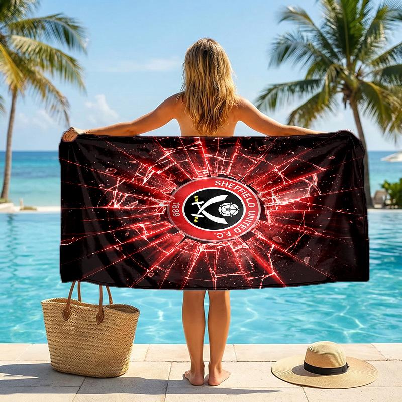 Asciugamano da Spiaggia Sheffield United Football Morbido Microfibra Asciugamano Estivo Asciugatura Rapida Assorbente per Spiaggia Piscina Viaggio