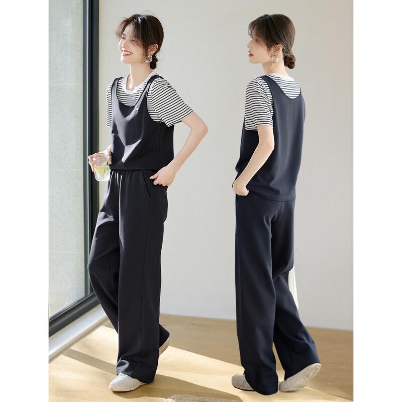 XWI Women's Striped Color-Block Cotton Two-Piece Set