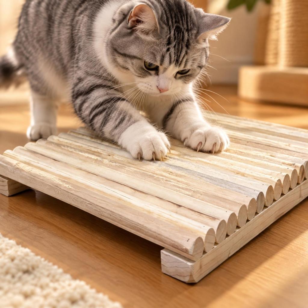 Raised Wooden Cat Elevated Surfaces with Slats WearResistant Scratching Board Debris