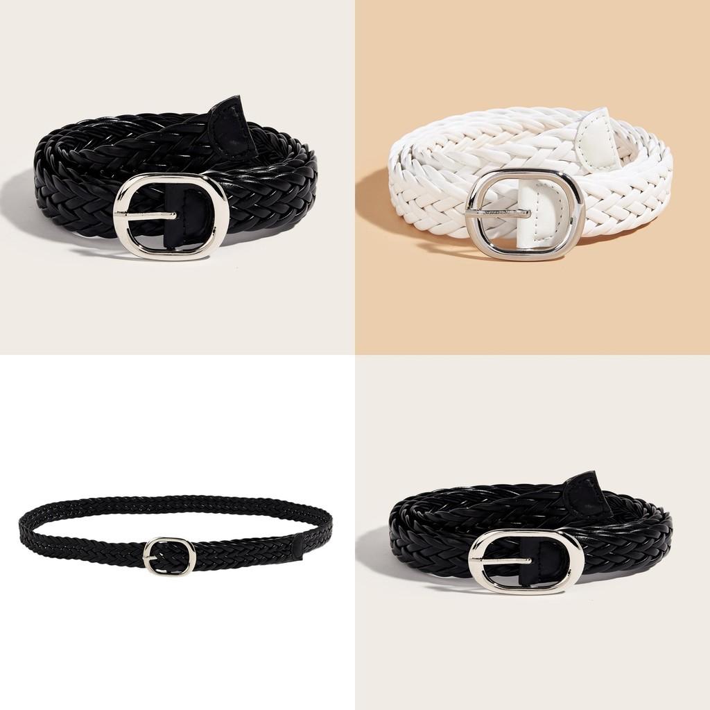 Womens Fashion Belt With Woven Pu Material For Casual Dress And Retro Style