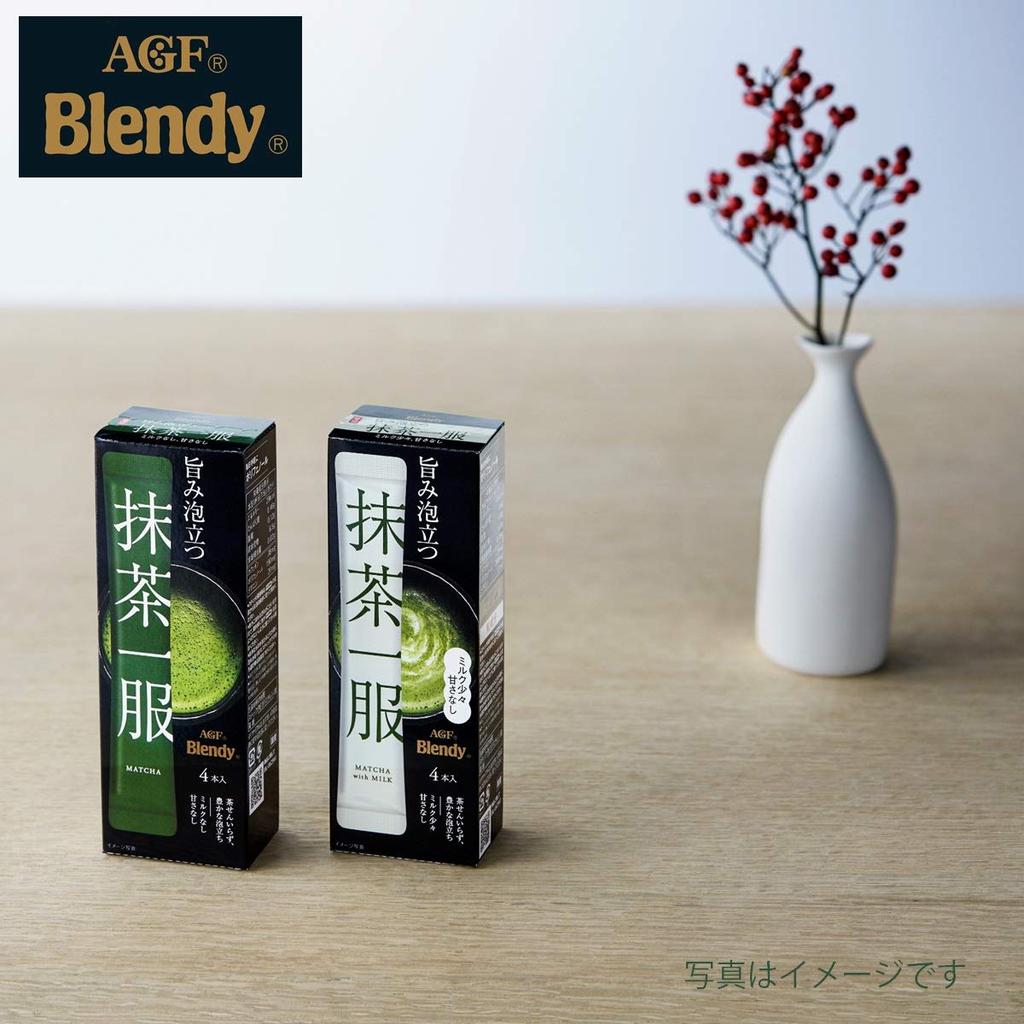 AGF Blendy Matcha Ippuku (No Milk), 4 Sticks X 6 Boxes [Powdered Matcha] [Unsweetened] 7.5g (x 24)